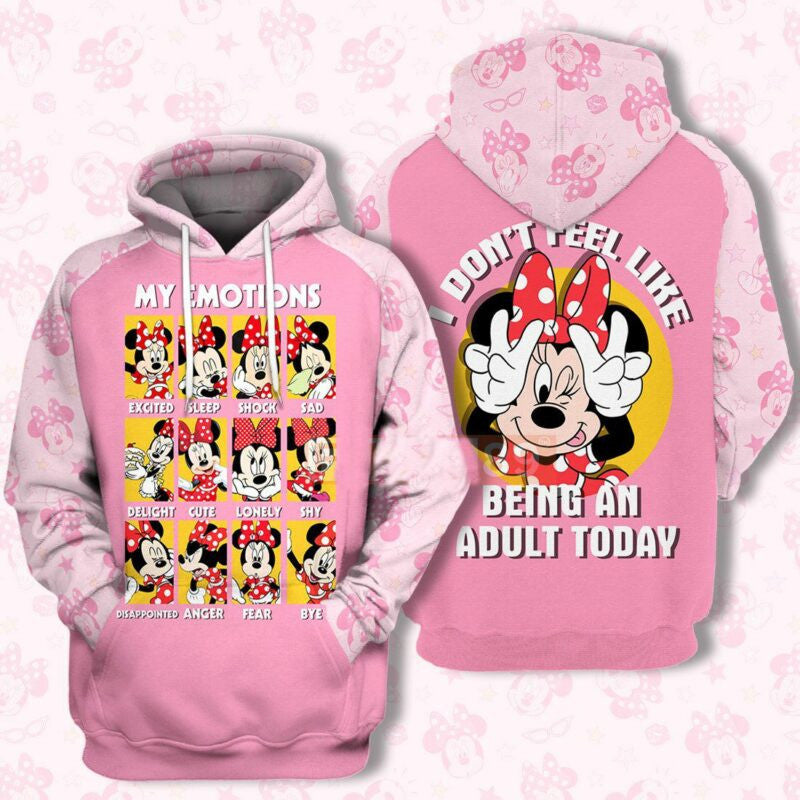 Adorable Minnie My Emotions I Don't Feel Like Being An Adult Today 3d Hoodie Zip Hoodie