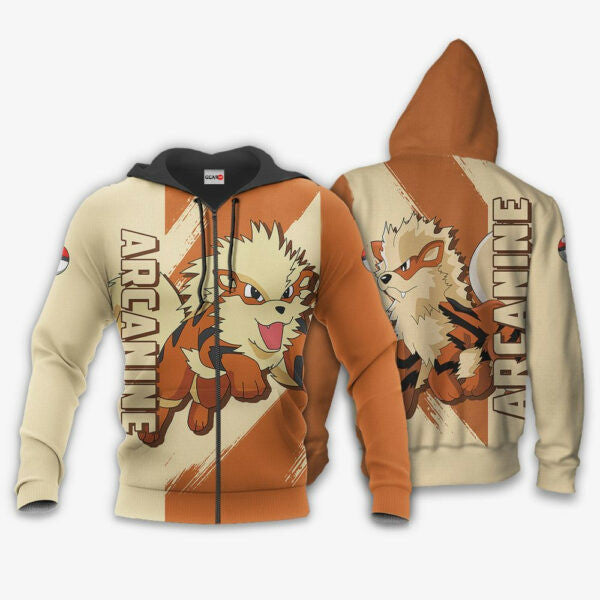 Arcanine Anime Pokemon Manga 1k807 Fan Gift Stylist Unisex Cartoon Graphic Outfits Aop 3d Hoodie Zip Hoodie 705