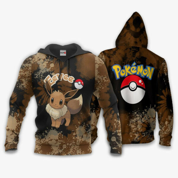 Eevee Anime Pokemon Manga Tie Dye Style 1k747 Fan Gift Stylist Unisex Cartoon Graphic Outfits Aop 3d Hoodie, Zip Hoodie 764