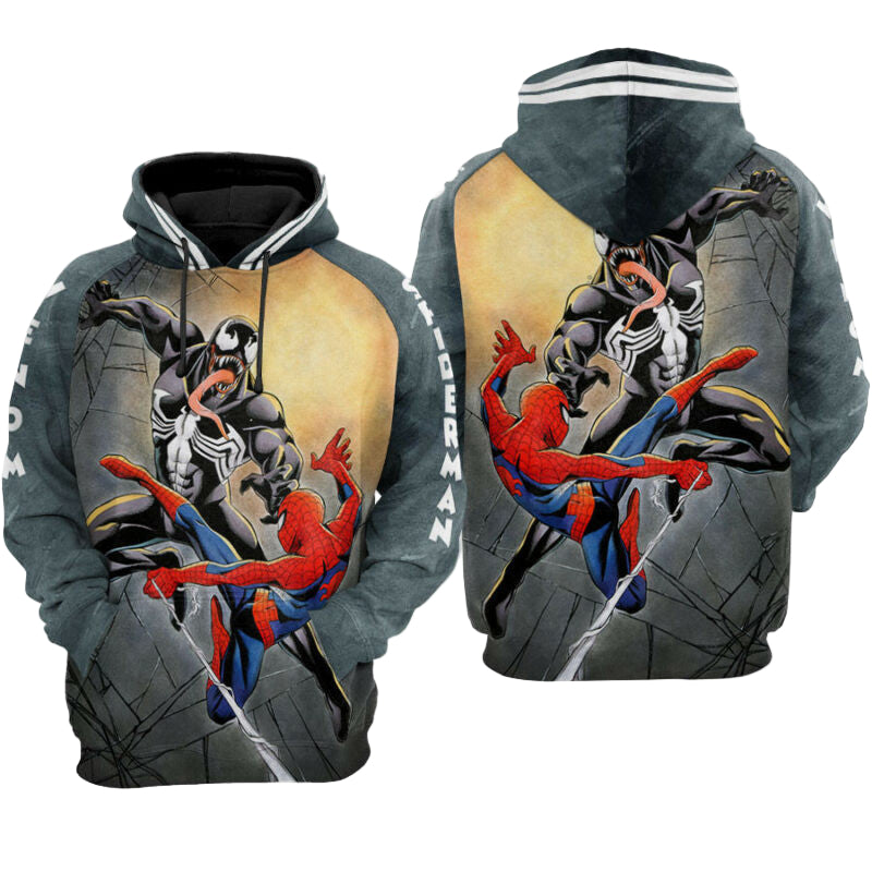 Venom Spiderman Marvel Black Red Background Hoodie Zip Hoodie