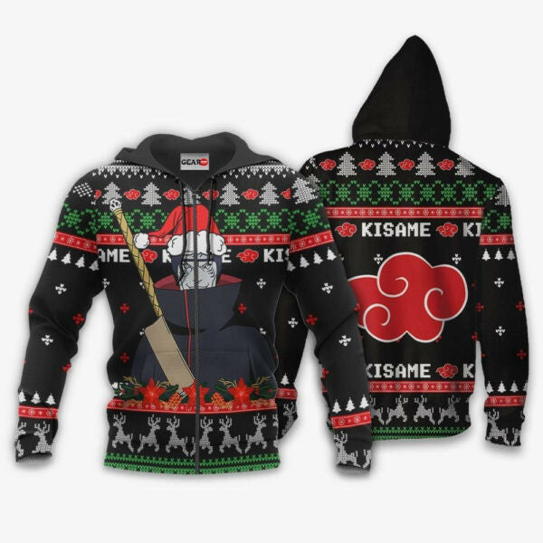 Akatsuki Kisame Christmas Naruto Anime 1k431 Fan Gift Stylist Unisex Cartoon Graphic Outfits Aop 3d Hoodie, Zip Hoodie 1734