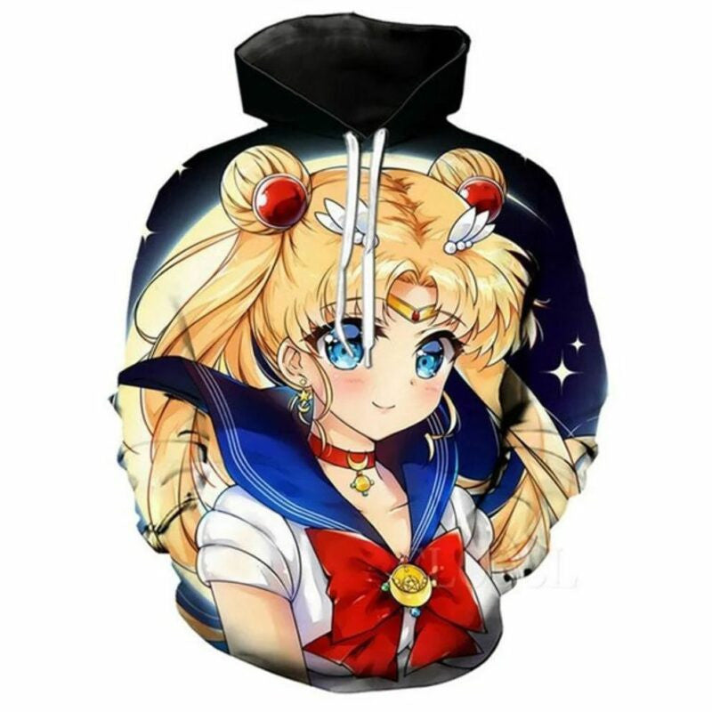 Sailor Moon Over Print 3d Hoodie Zip Hoodie