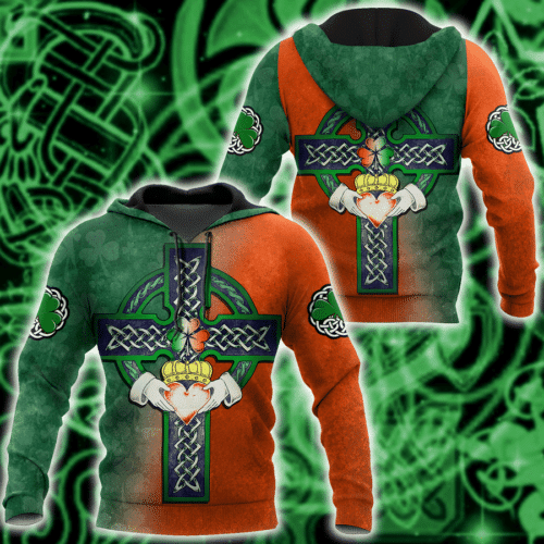 Irish St.patrick Irish Celtic Cross Hold Hear 2k534 Lover Gift,patrick?s Day All Over Print 3d Hoodie 208