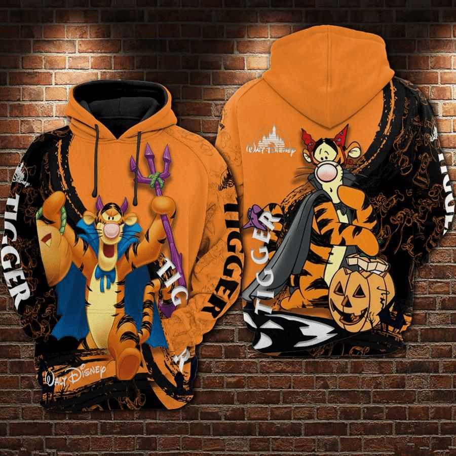 Winnie The Pooh Disney, Tigger Cosplay Evil Halloween Aop Hoodie