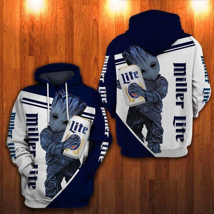 Groot Miller Lite Beer Lover 3d Hoodie Zip Hoodie