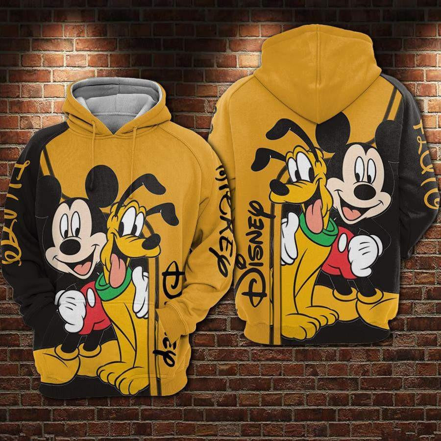 Mickey Mouse And Friends Disney, Mickey And Pluto Ver21 Aop Hoodie, Zip Hoodie