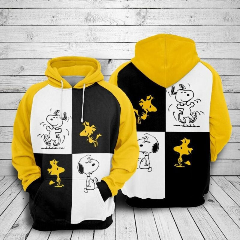 Woodstock And Snoopy Cartoon Peanuts Over Print 3d Hoodie Zip Hoodie